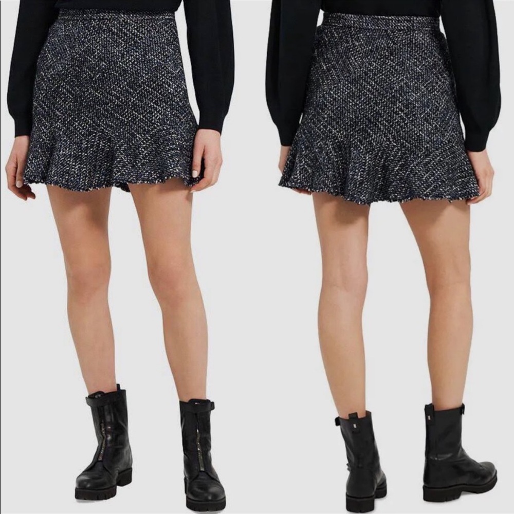 Theory Navy Tweed Mini Skirt